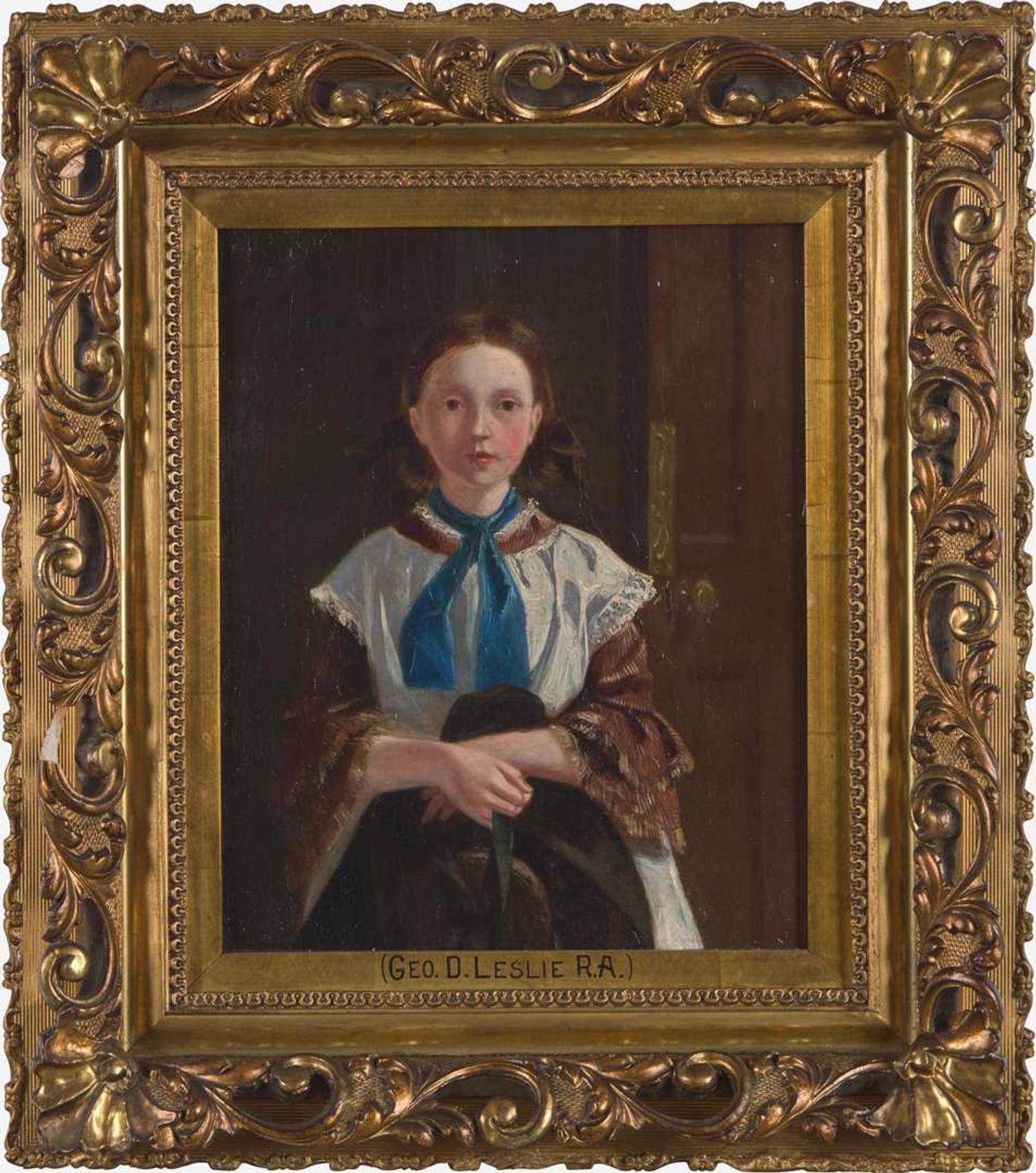 Attributed to George Dunlop Leslie (British, 1835–1921) - Young Girl in a Blue Scarf