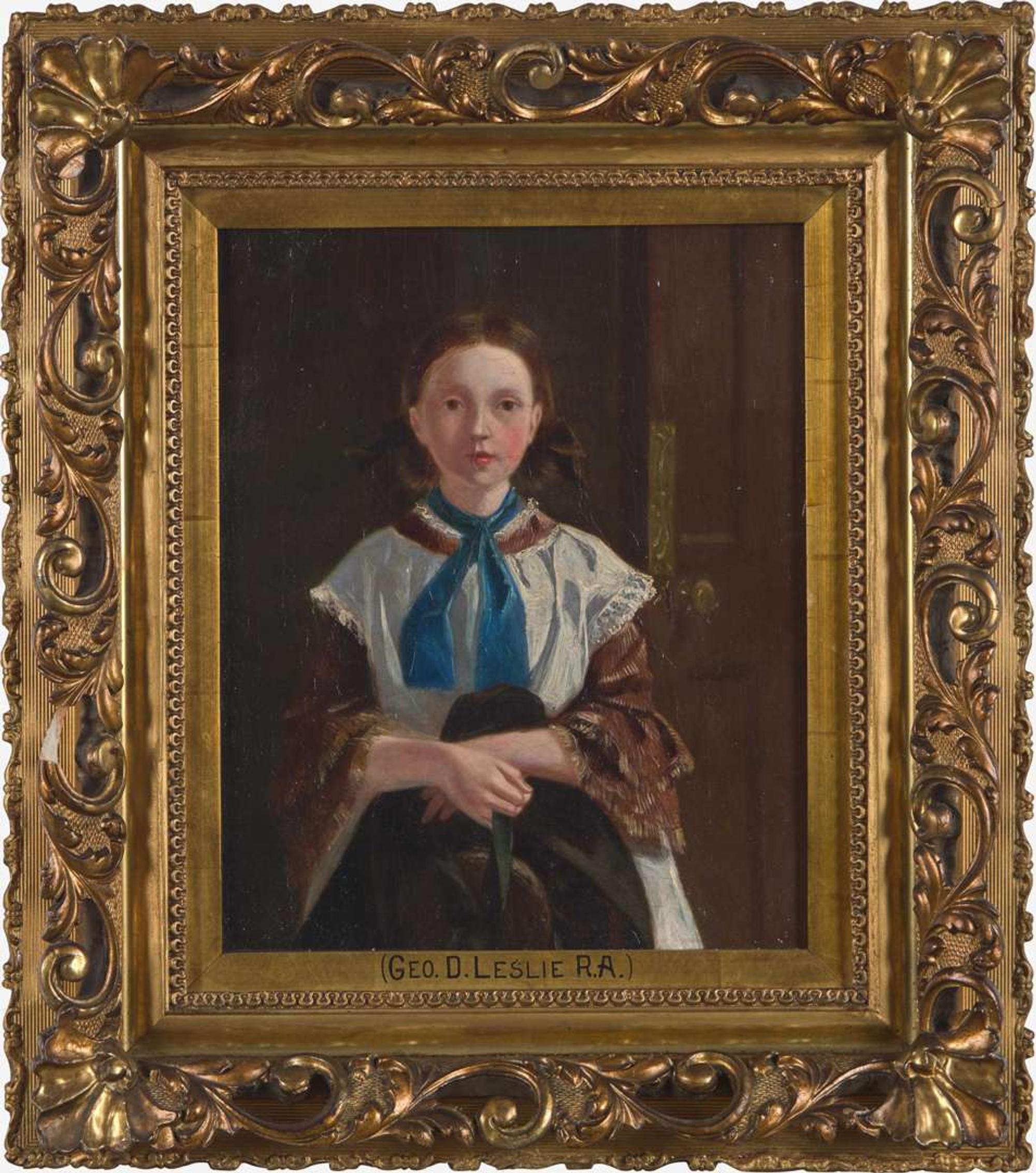 Attributed to George Dunlop Leslie (British, 1835–1921) - Young Girl in a Blue Scarf