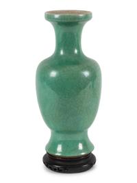 Two Chinese Monochrome Green Glazed Porcelain Vessels