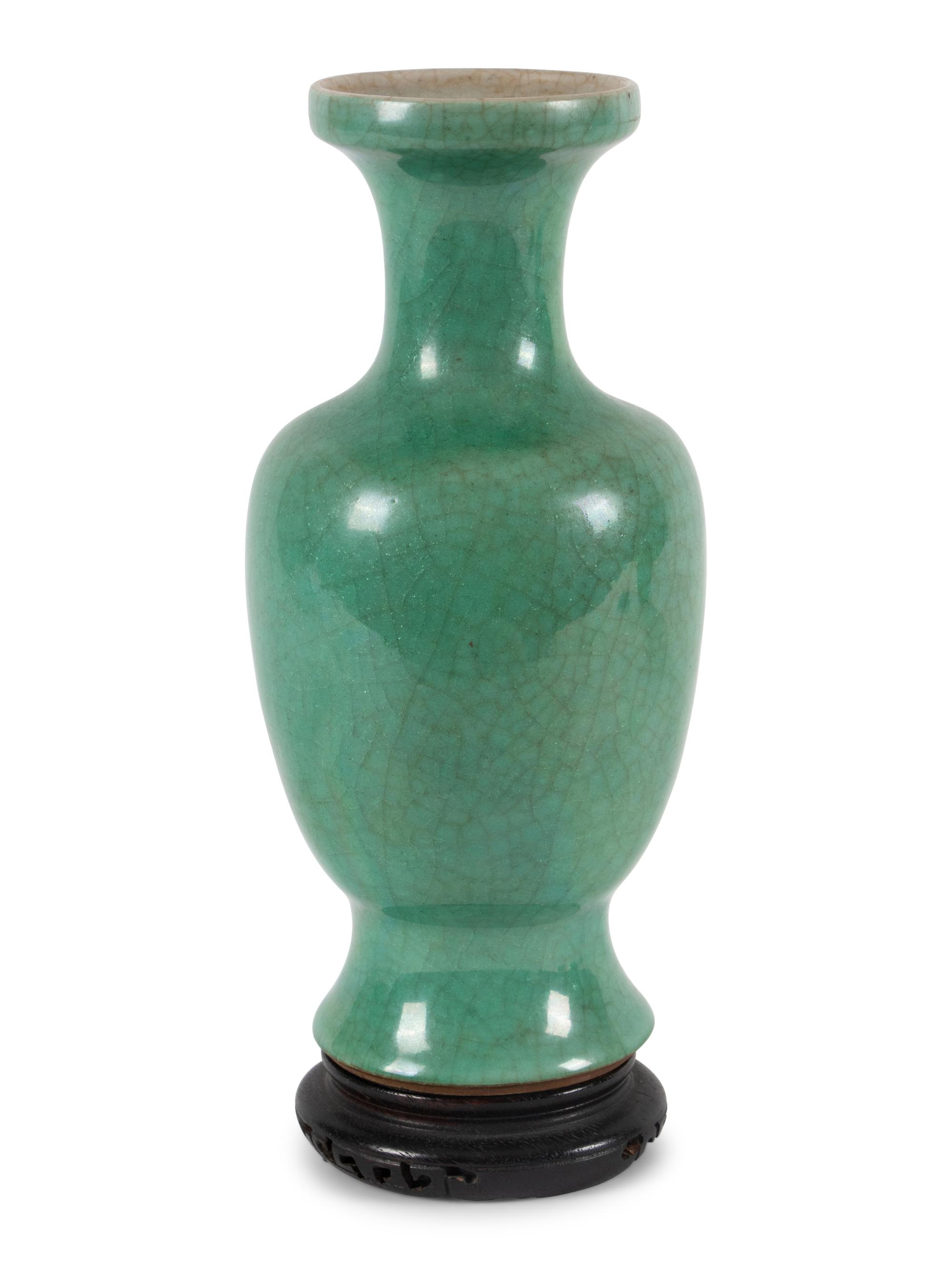 Two Chinese Monochrome Green Glazed Porcelain Vessels
