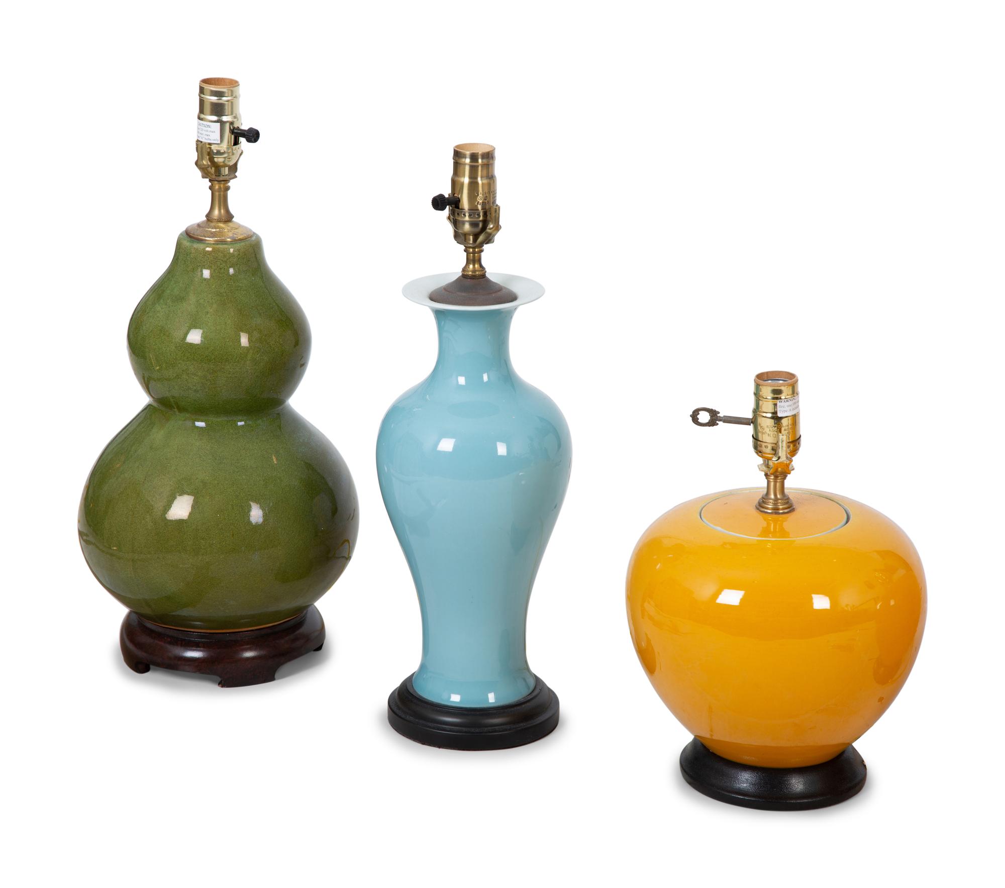 Three Pairs of Glazed Ceramic Table Lamps — 20TH CENTURY