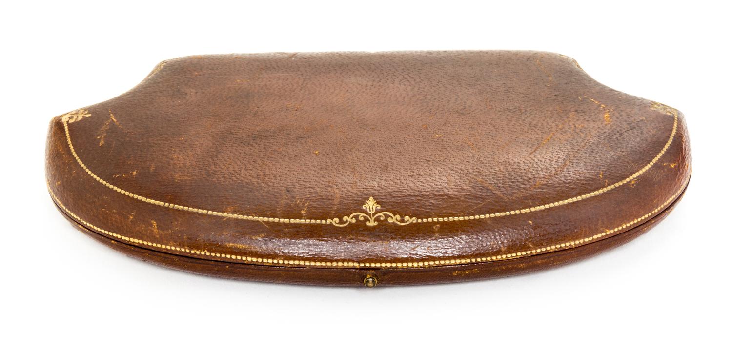 A Victorian Gilt Metal Sewing Kit Width of case 7 3/4 inches. — RETAILED BY BURLEY & CO., 19TH CENTURY