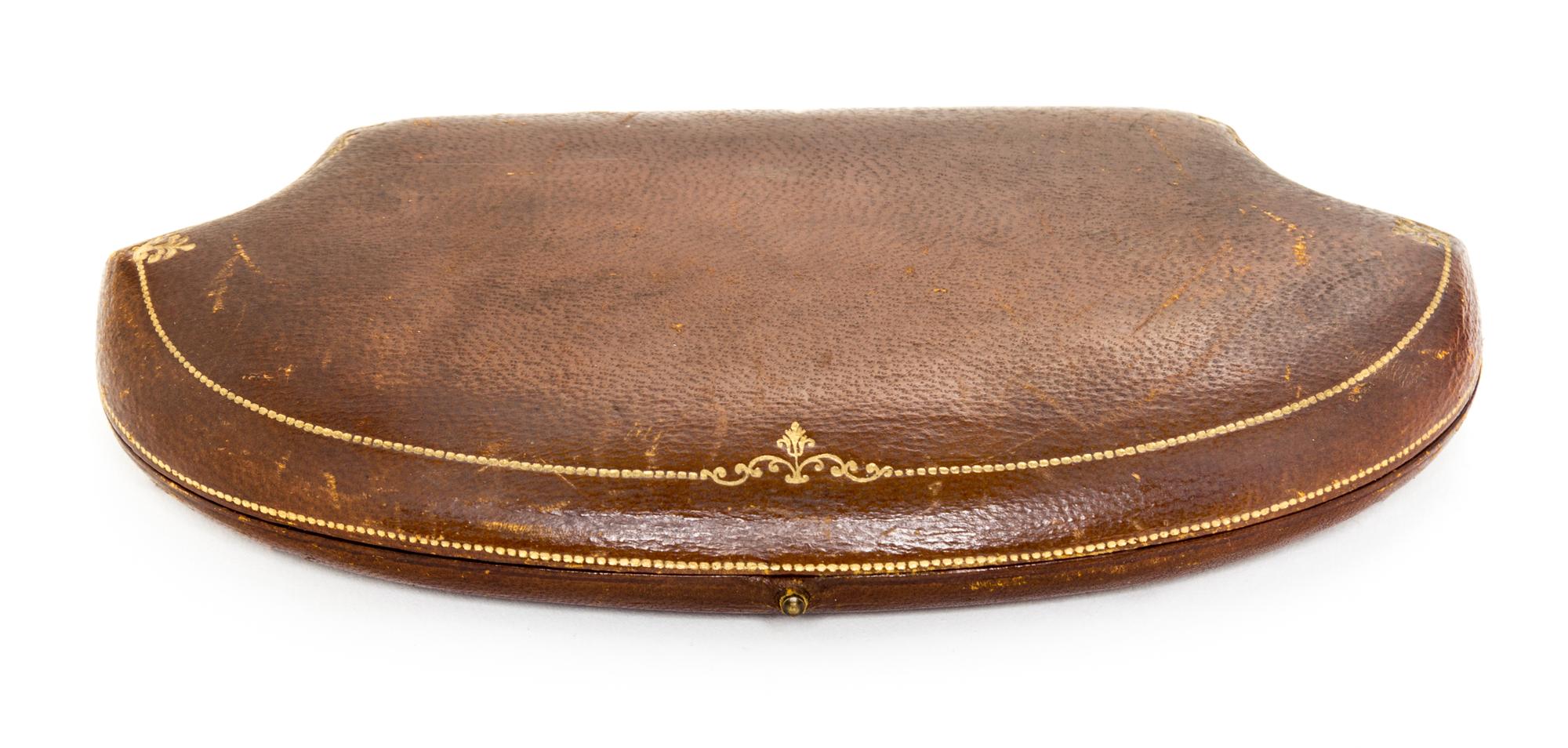 A Victorian Gilt Metal Sewing Kit Width of case 7 3/4 inches. — RETAILED BY BURLEY & CO., 19TH CENTURY