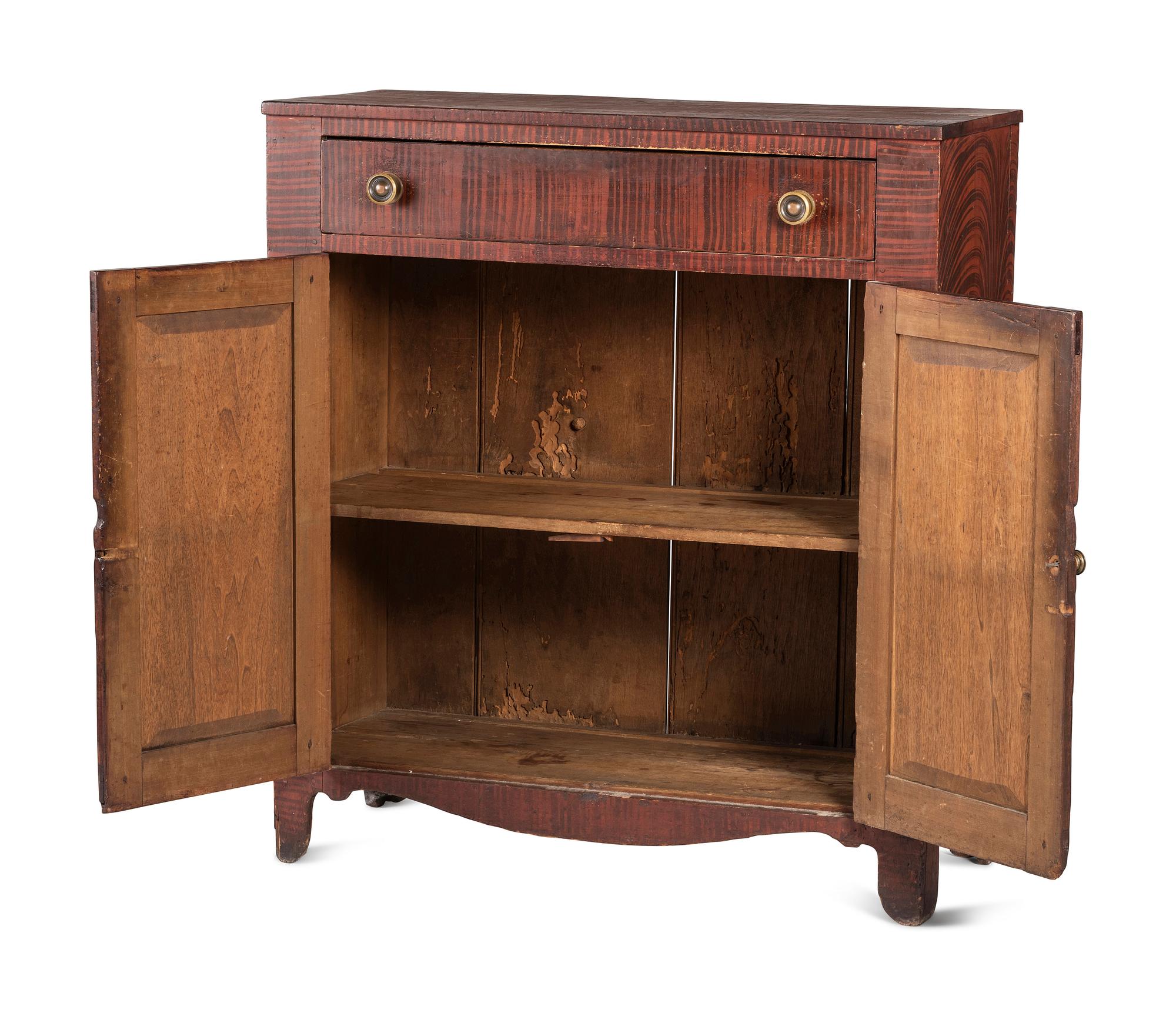 A Country Grain Painted Poplar Jelly Cupboard