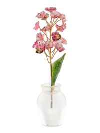 A Diamond Mounted Carved Rock Crystal, Nephrite, Tourmaline and 18-Karat Gold Cherry Blossom Flower Study