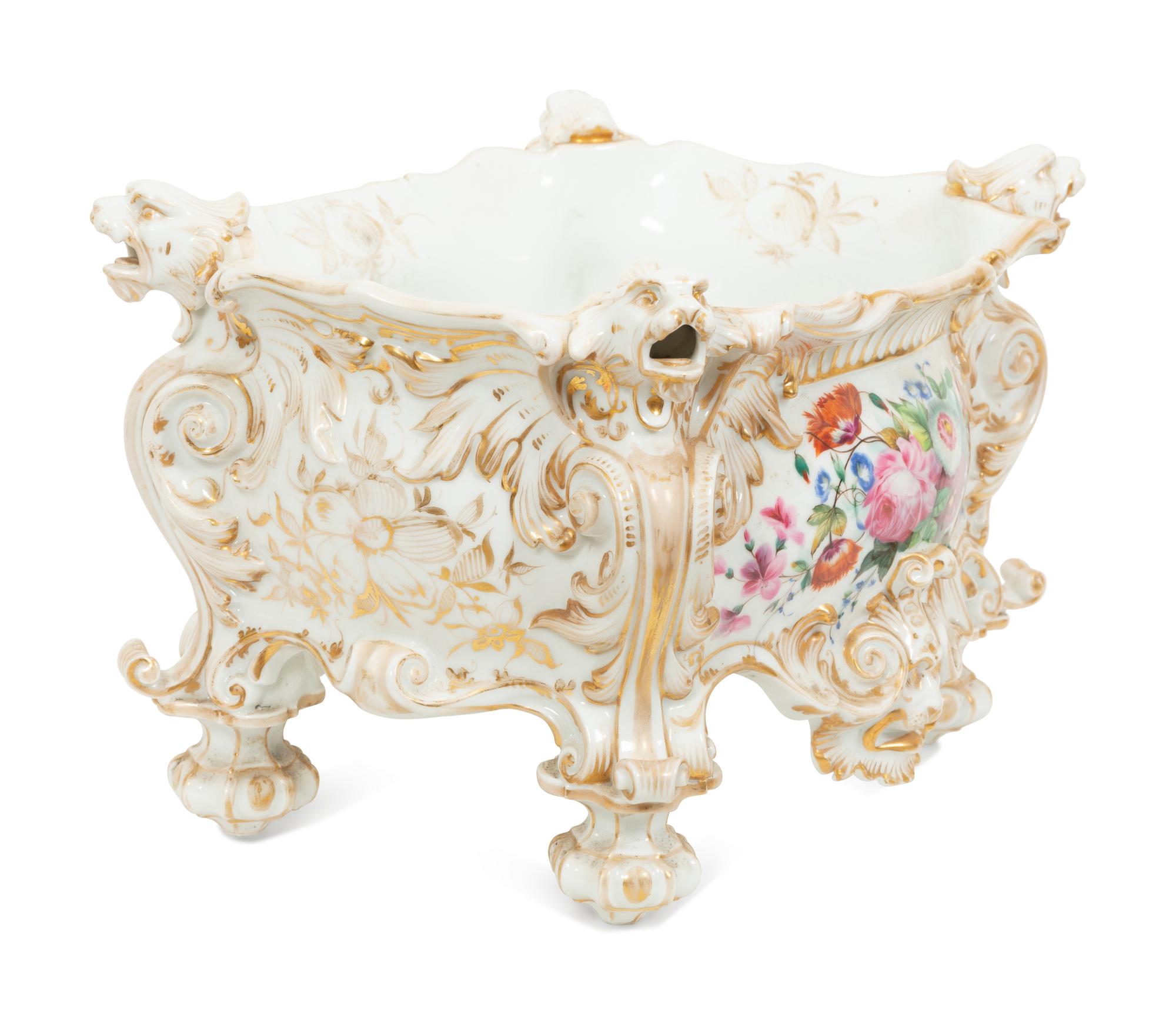 A German Porcelain Polychrome and Gilt Decorated Jardiniere