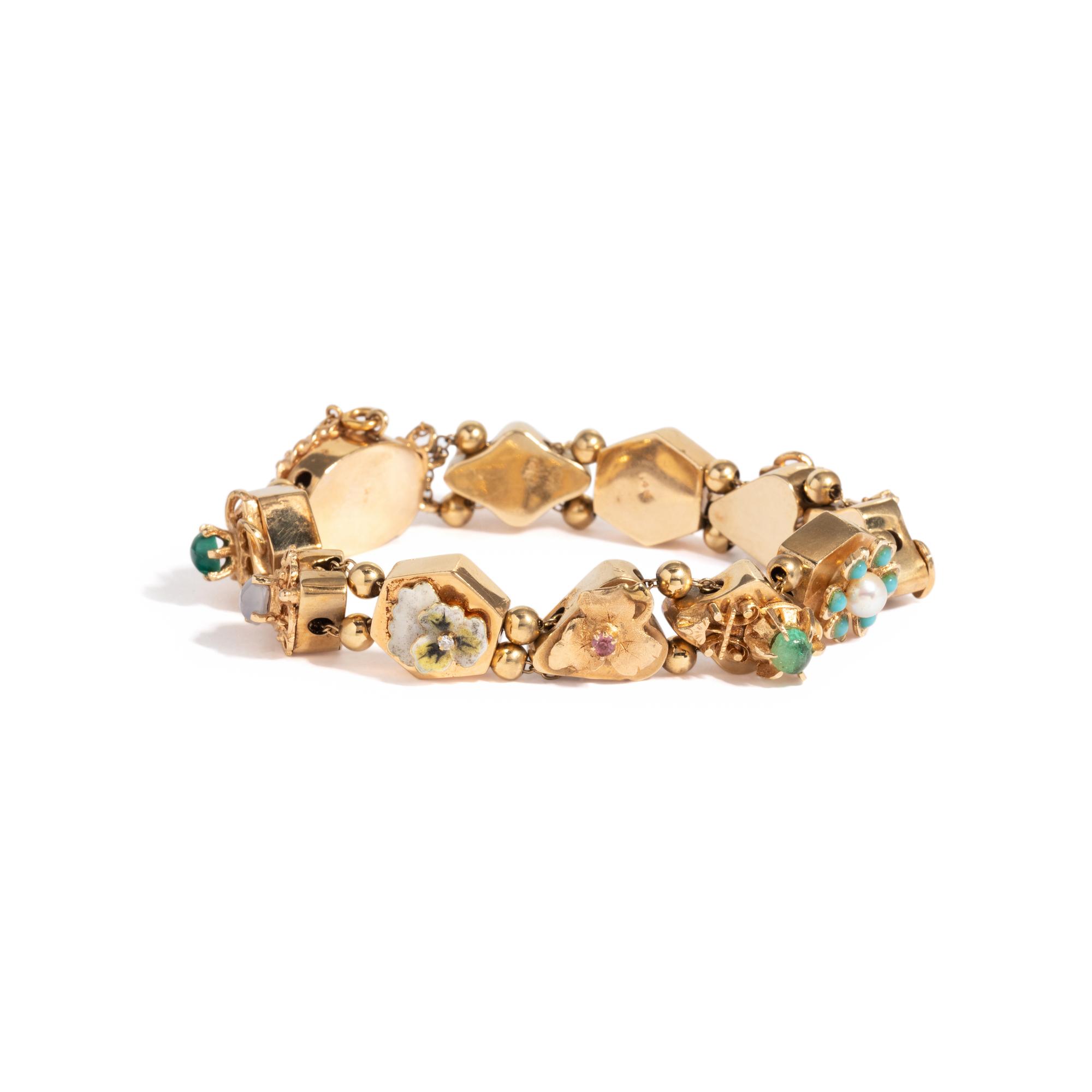 YELLOW GOLD SLIDE CHARM BRACELET