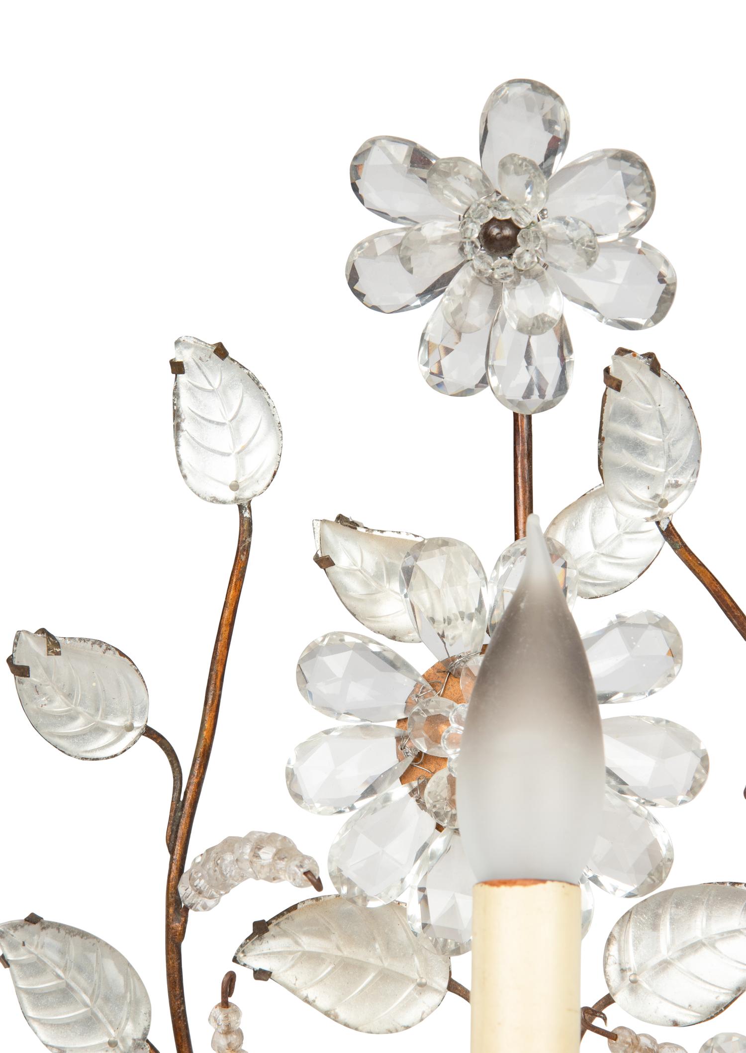 A Gilt Metal and Cut Glass Three-Light Sconce