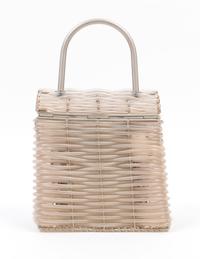 A Salvatore Ferragamo Gancini Plastic Weave Handbag, 8" x 8" x 4.5"; Handle drop: 4".