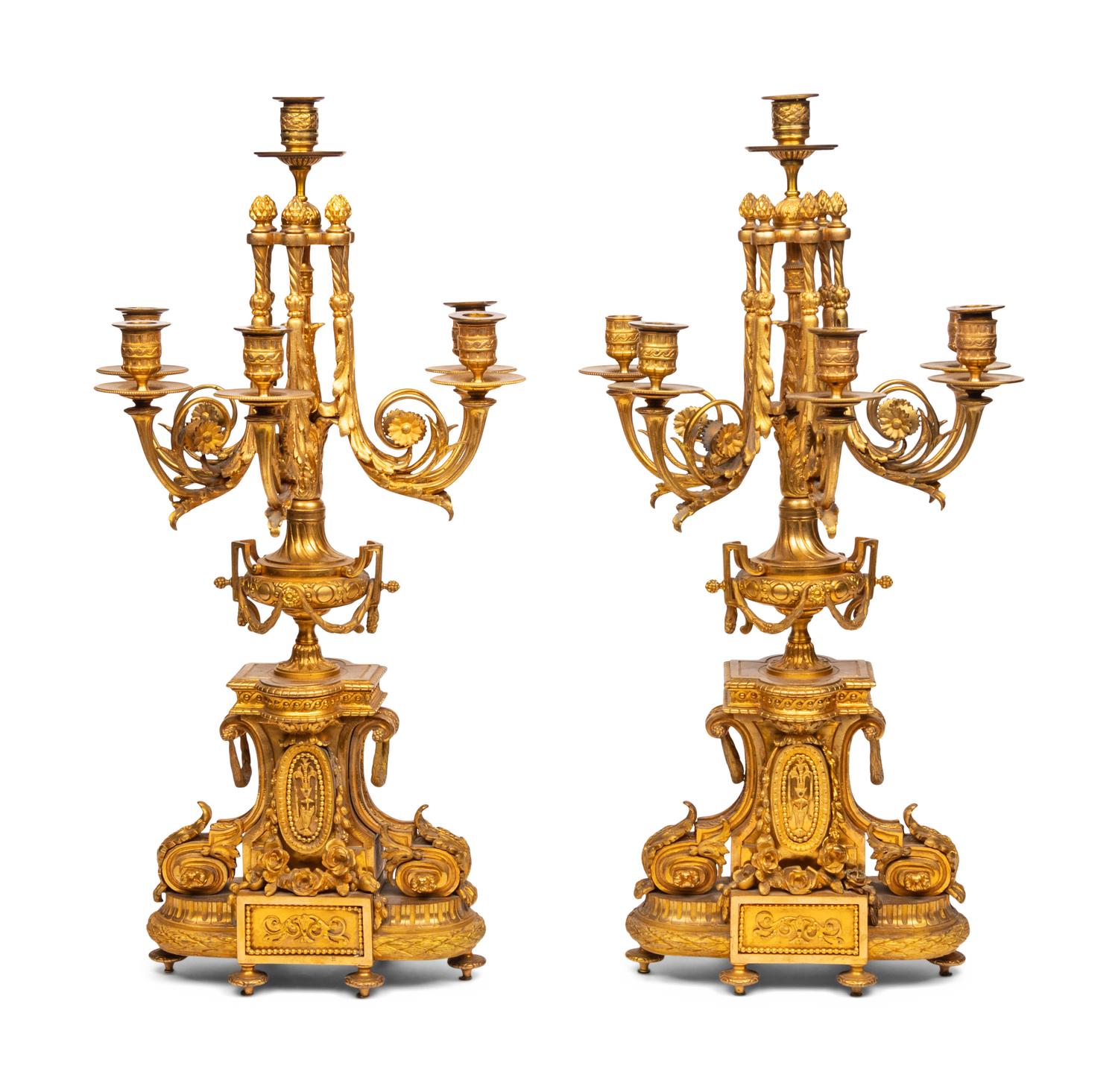 A Pair of Napoleon III Gilt Bronze Candelabra