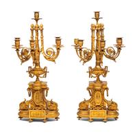 A Pair of Napoleon III Gilt Bronze Candelabra