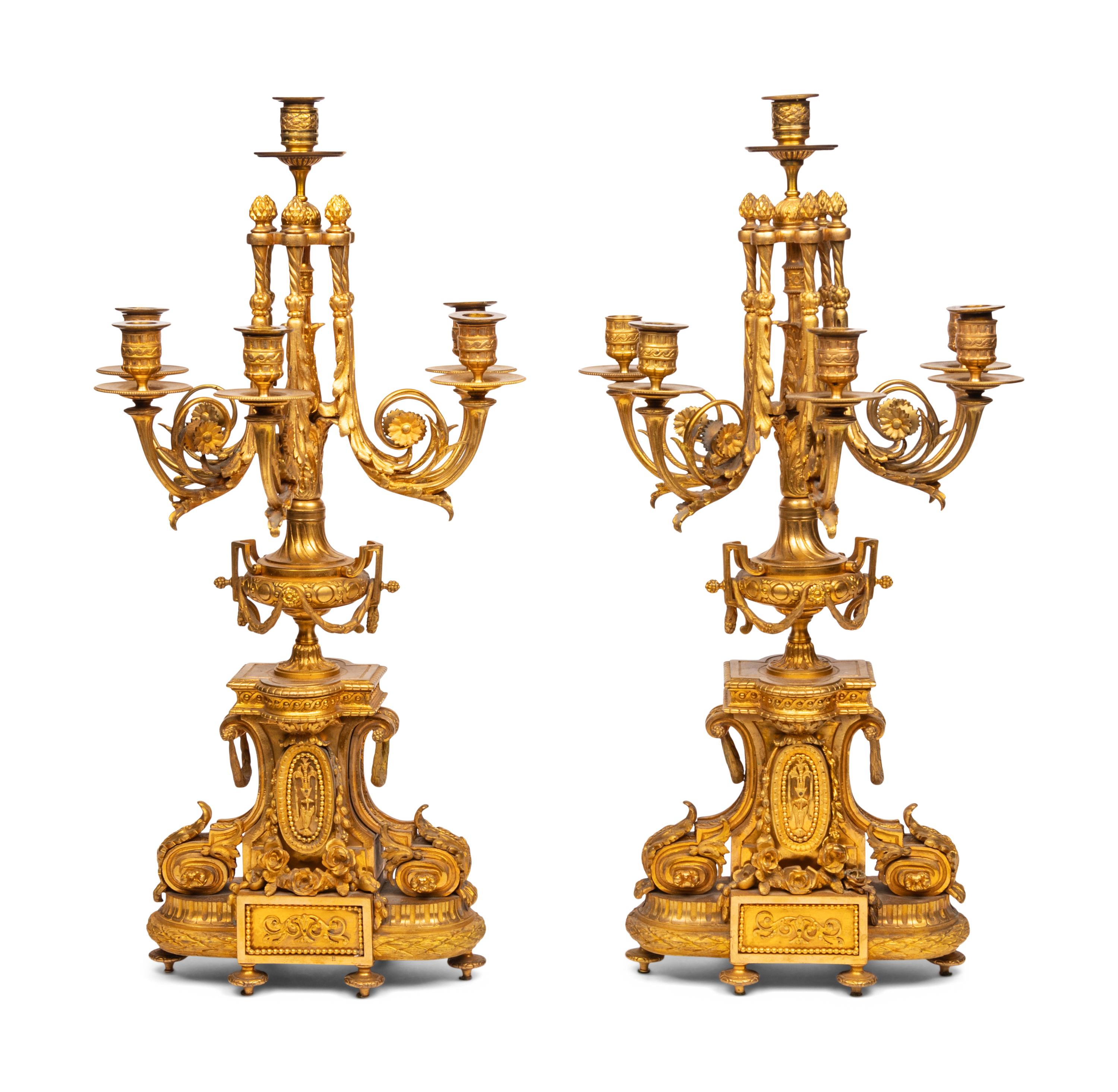 A Pair of Napoleon III Gilt Bronze Candelabra