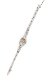 A Vintage Platinum, 14 Karat White Gold and Diamond Wristwatch, Royce, 11.40 dwts.