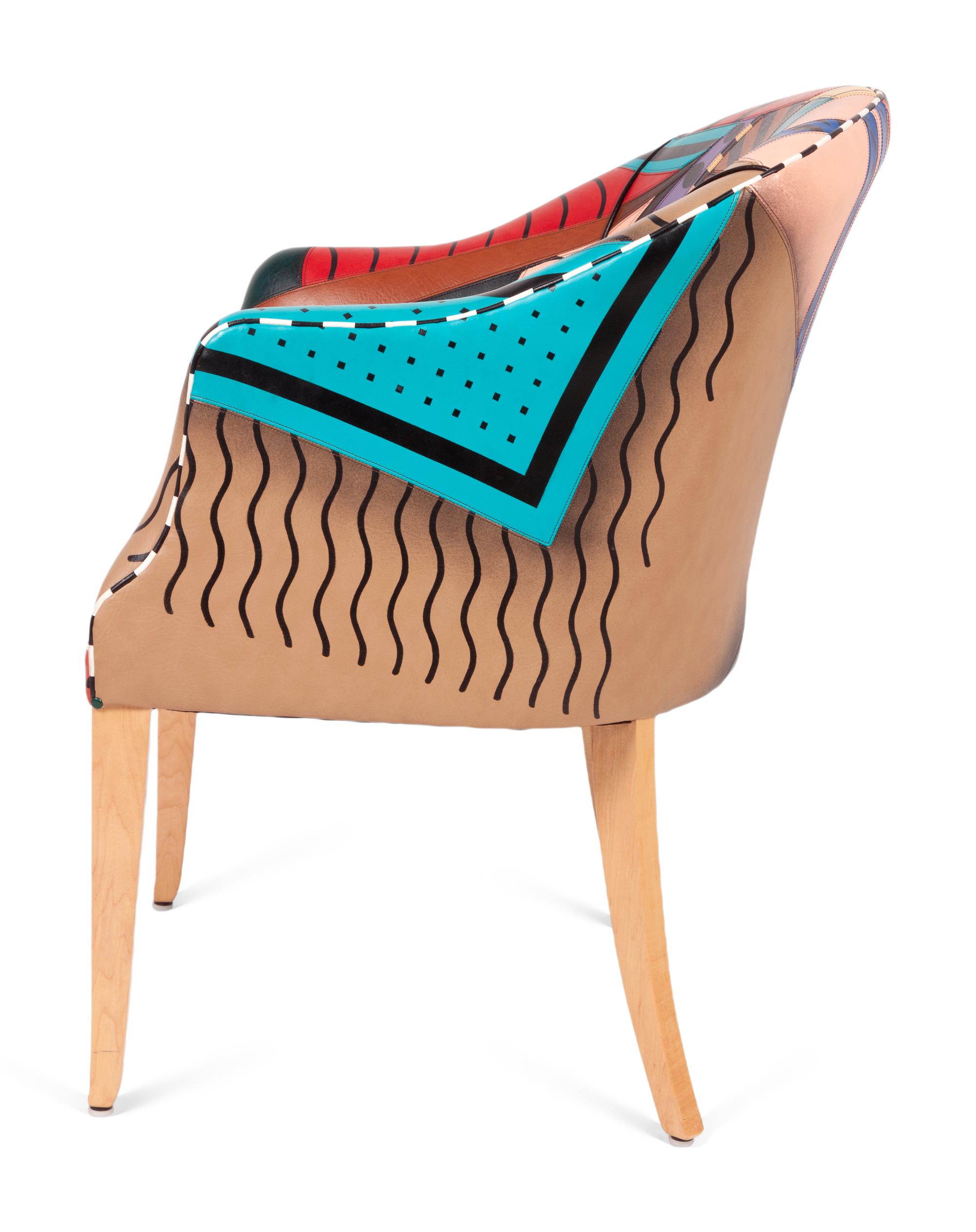 Painted Leather Side Chair