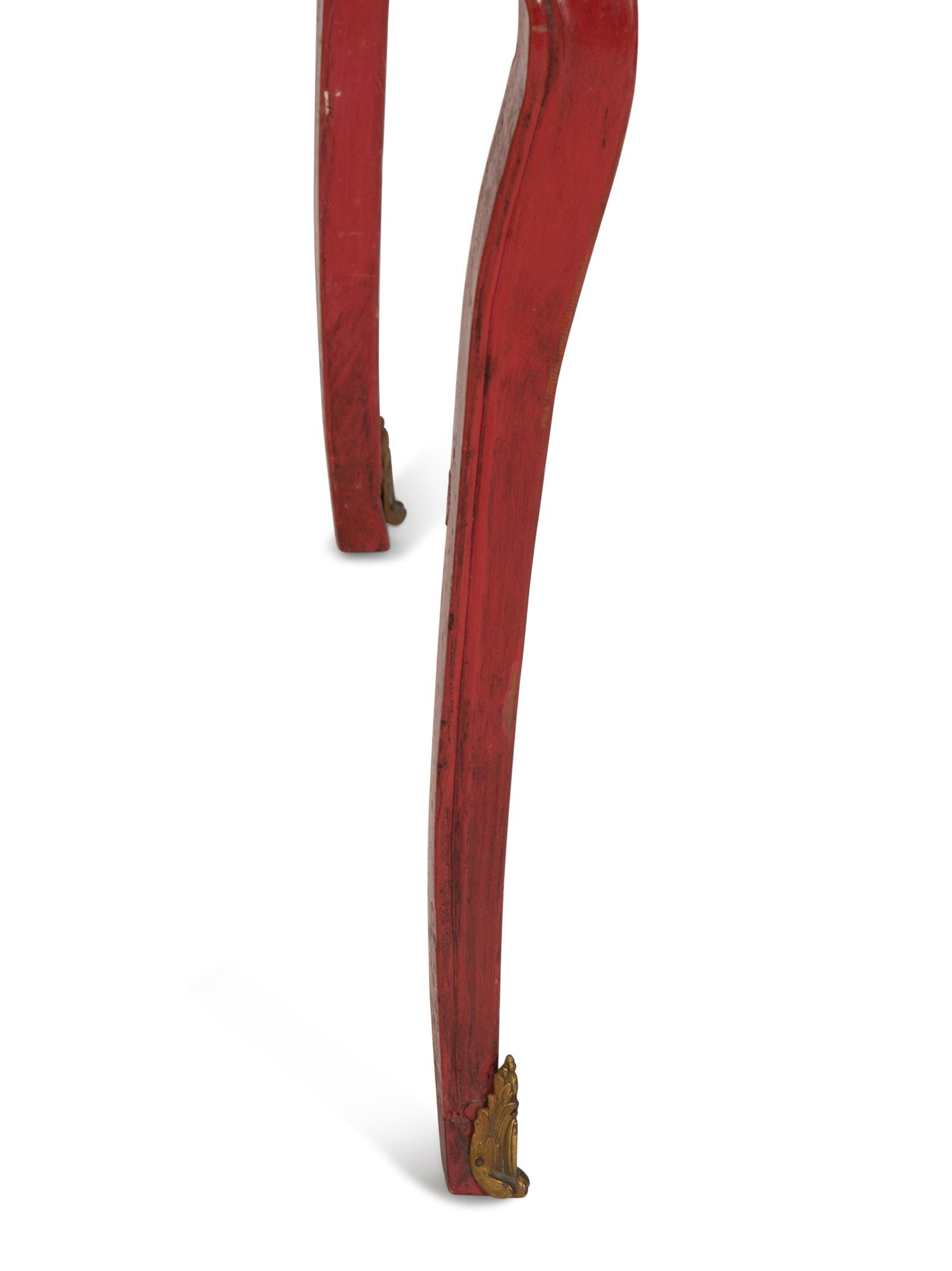 A Louis XV Provincial Style Red Painted Side Table