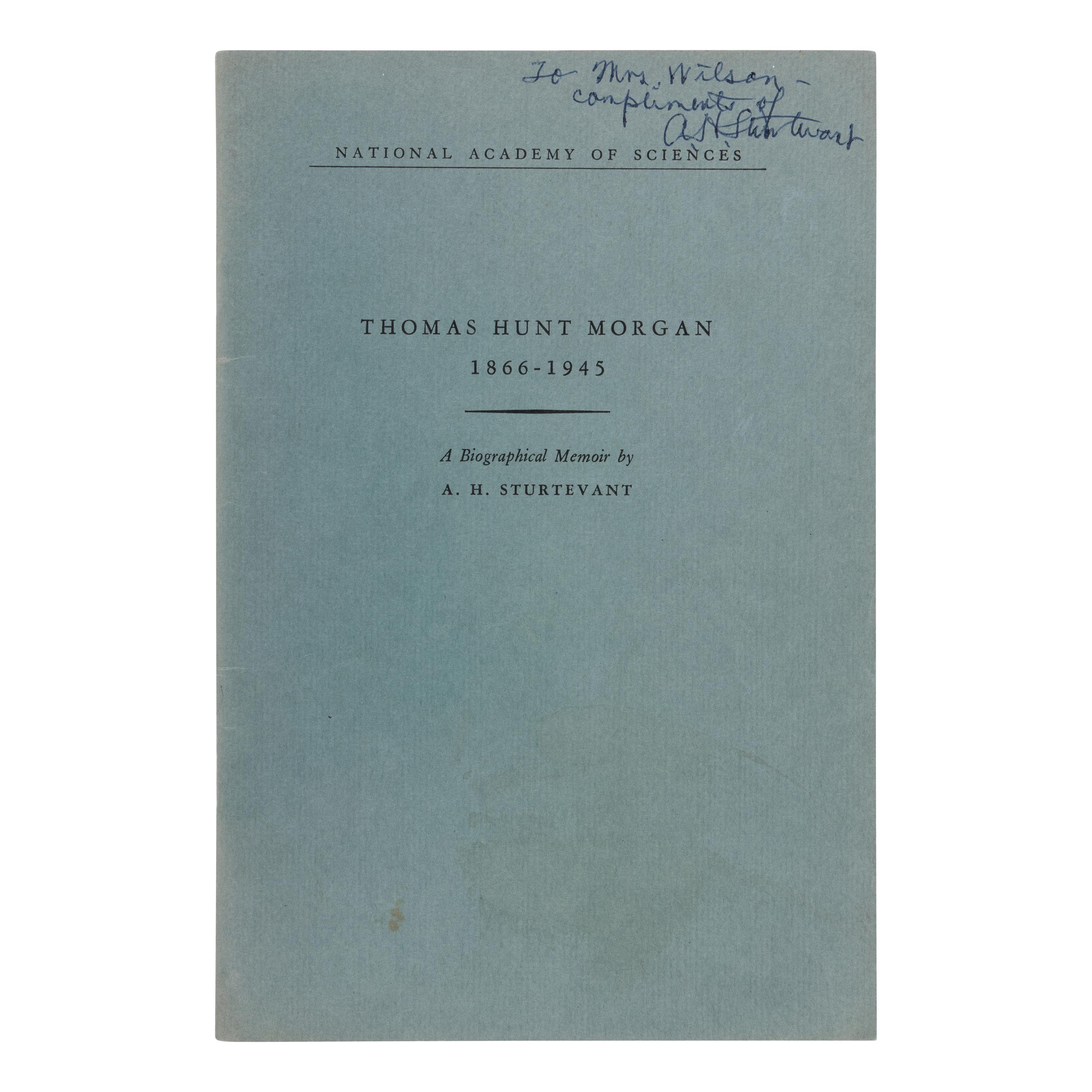 Morgan, Thomas Hunt (1866-1945). A group of 19 titles, many from the library of William Morton Wheeler, including: