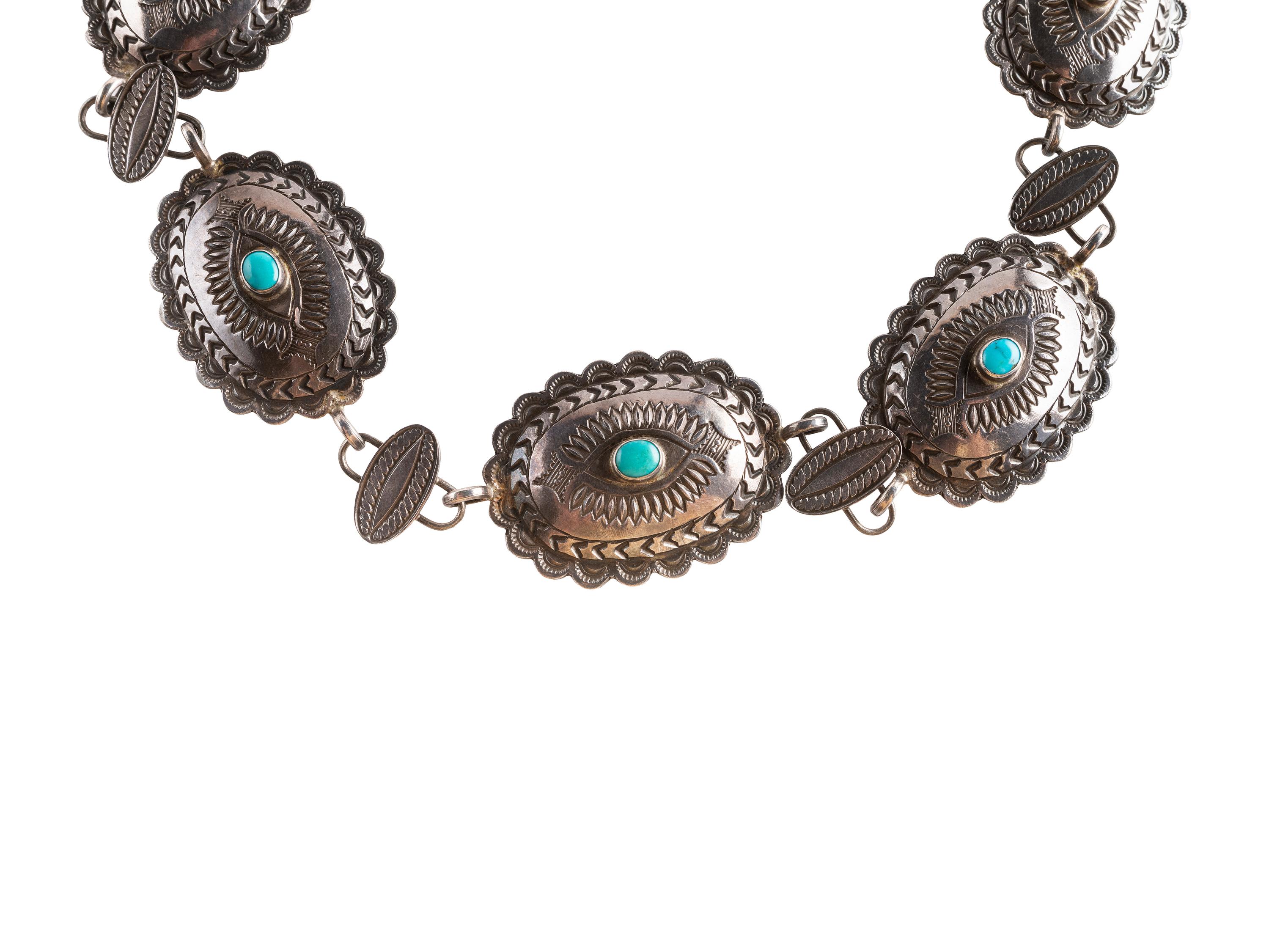 Navajo Silver and Turquoise Link Concha Belt