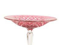 A Pair of Cranberry Cut-to-Clear Glass, Onyx and Silver-Plate Compotes