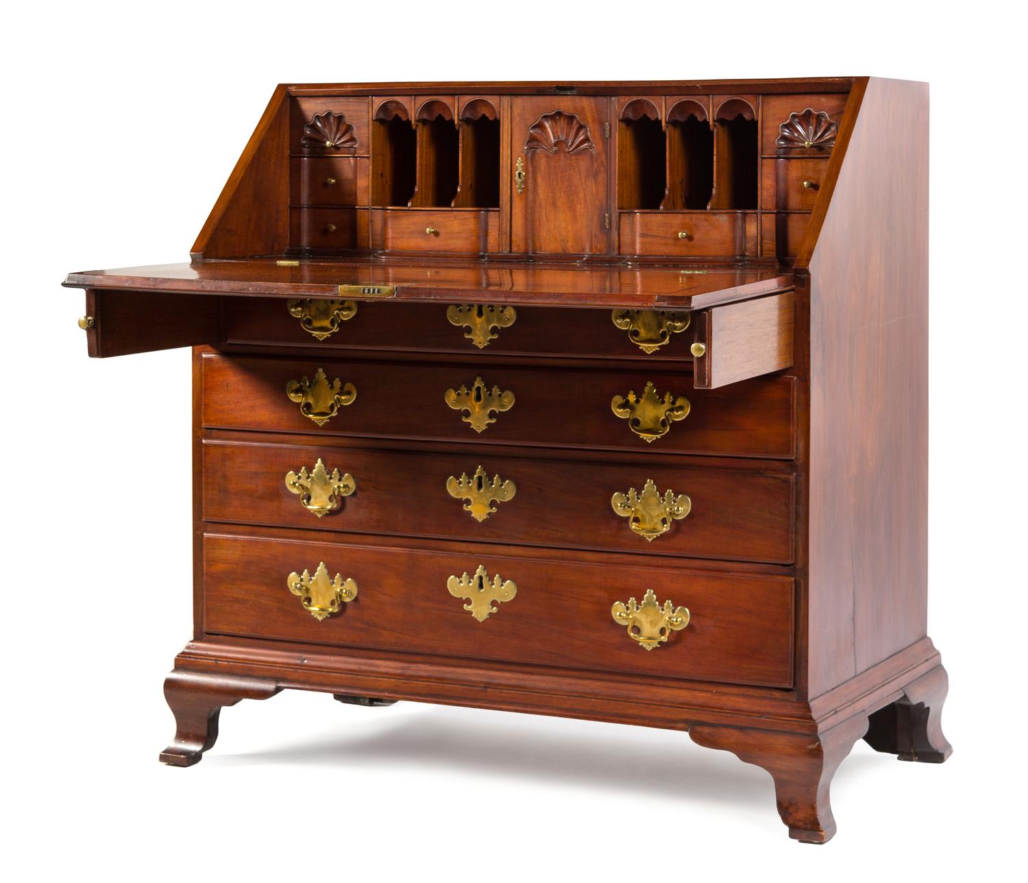 A Chippendale Mahogany Slant-Front Desk Attributed to John Goddard, Newport, Rhode Island