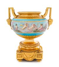 A Sevres Gilt Bronze Mounted Porcelain Vase Height 14 1/4 inches. — 19TH CENTURY