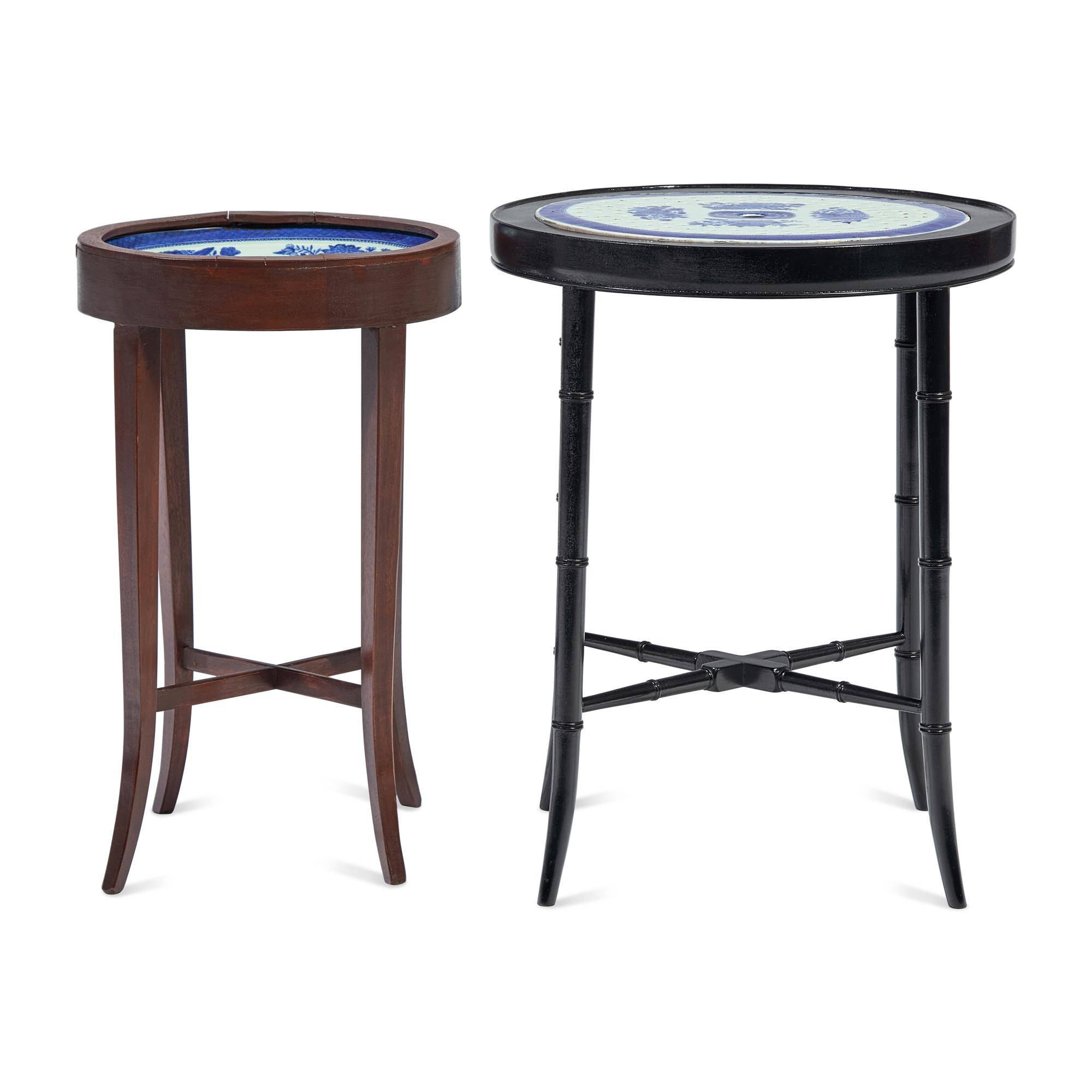 Two Chinese Export Porcelain Fitzhugh Table Articles on Later Stands