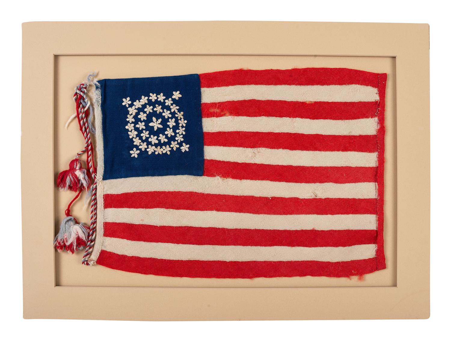 [CIVIL WAR]. 35-star American parade flag with "Double Wreath" star pattern. 1876.