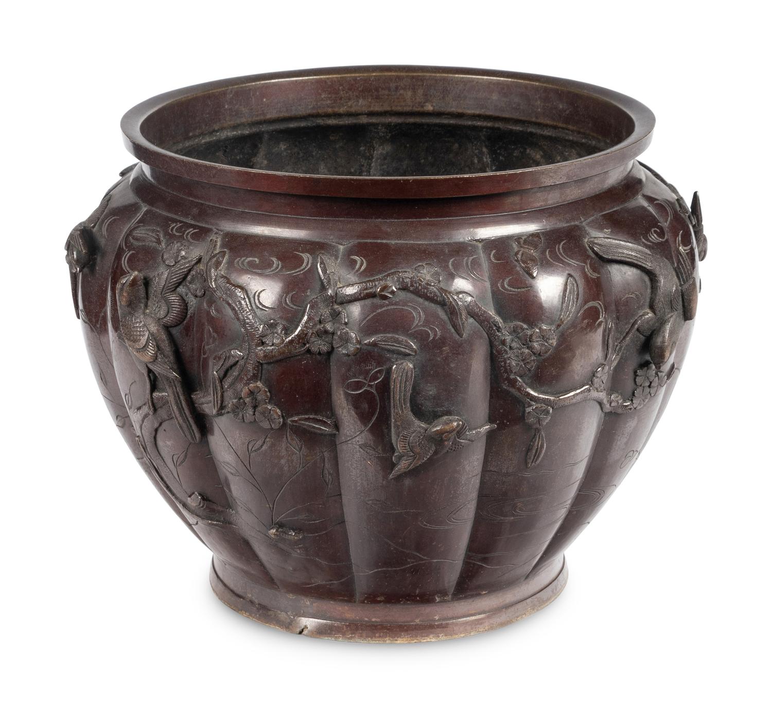 A Japanese Bronze Jardinière and Pedestal