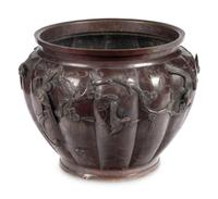 A Japanese Bronze Jardinière and Pedestal