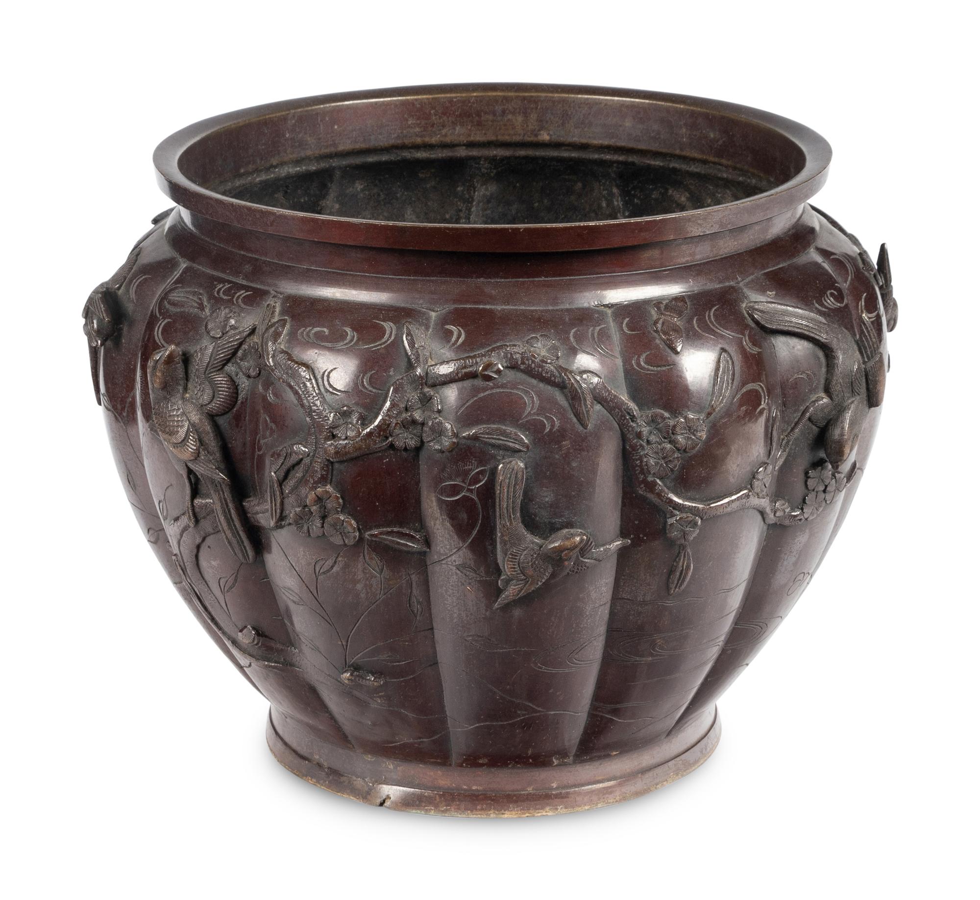 A Japanese Bronze Jardinière and Pedestal