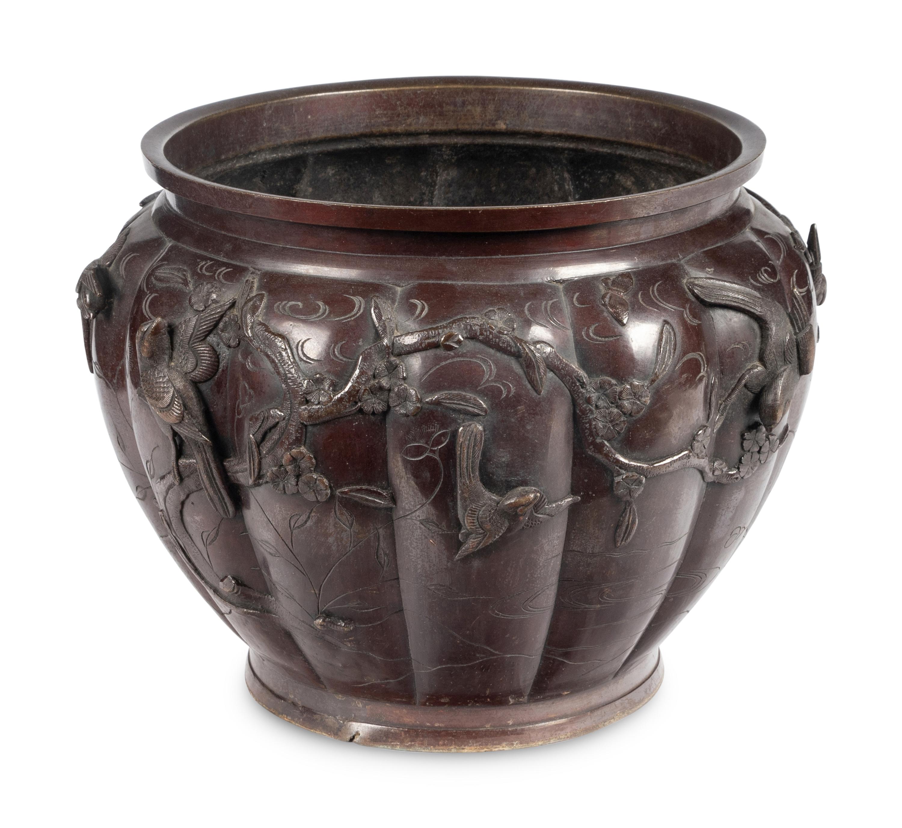 A Japanese Bronze Jardinière and Pedestal