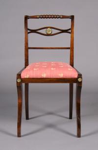 A Regency Mahogany Parcel Gilt Side Chair, Height 32 3/4 inches.