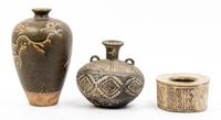 A Group of Four Pottery Vessels Height of tallest 10 3/4 inches.