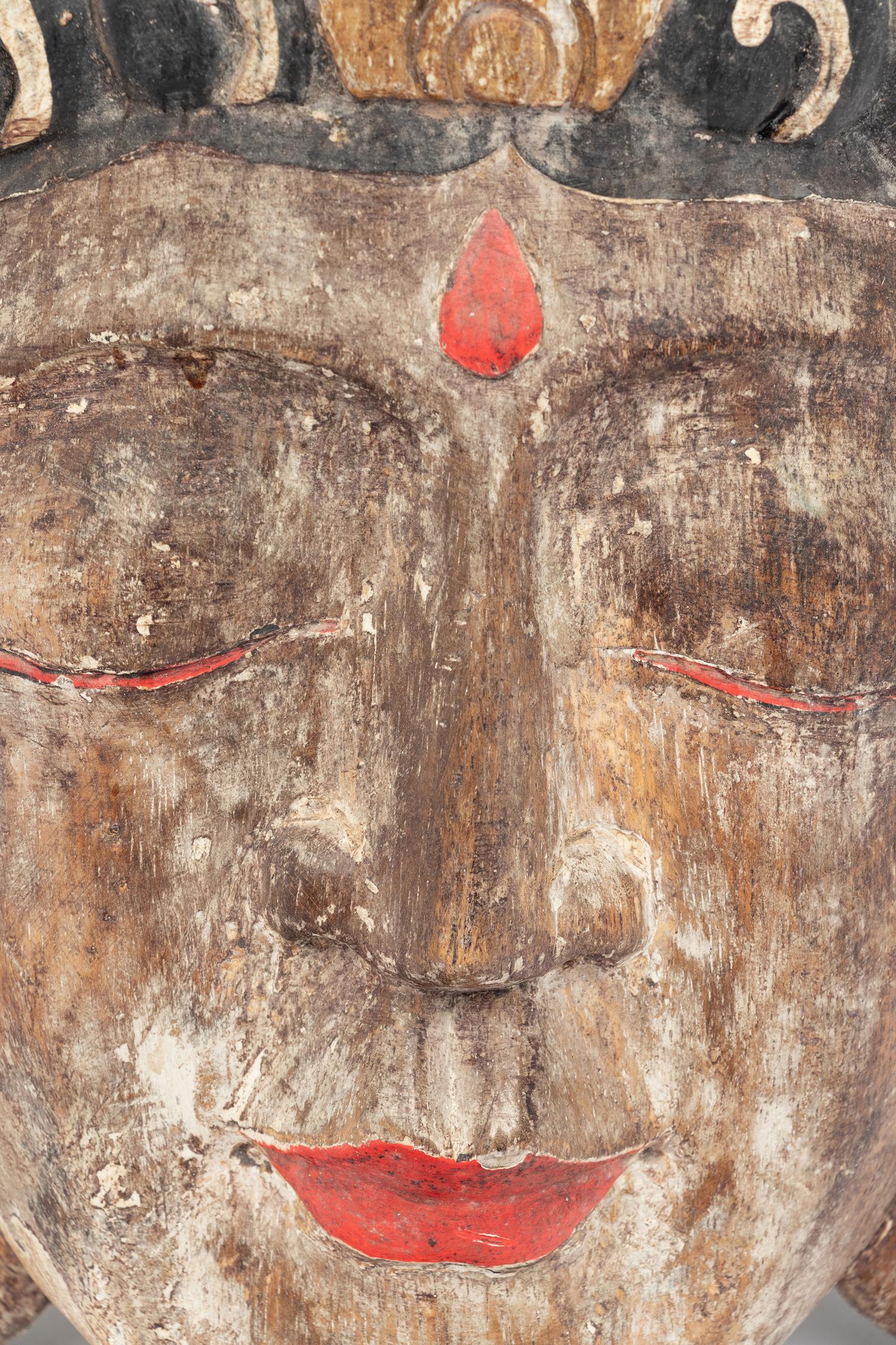 A Chinese Export Carved Wood Buddah Mask