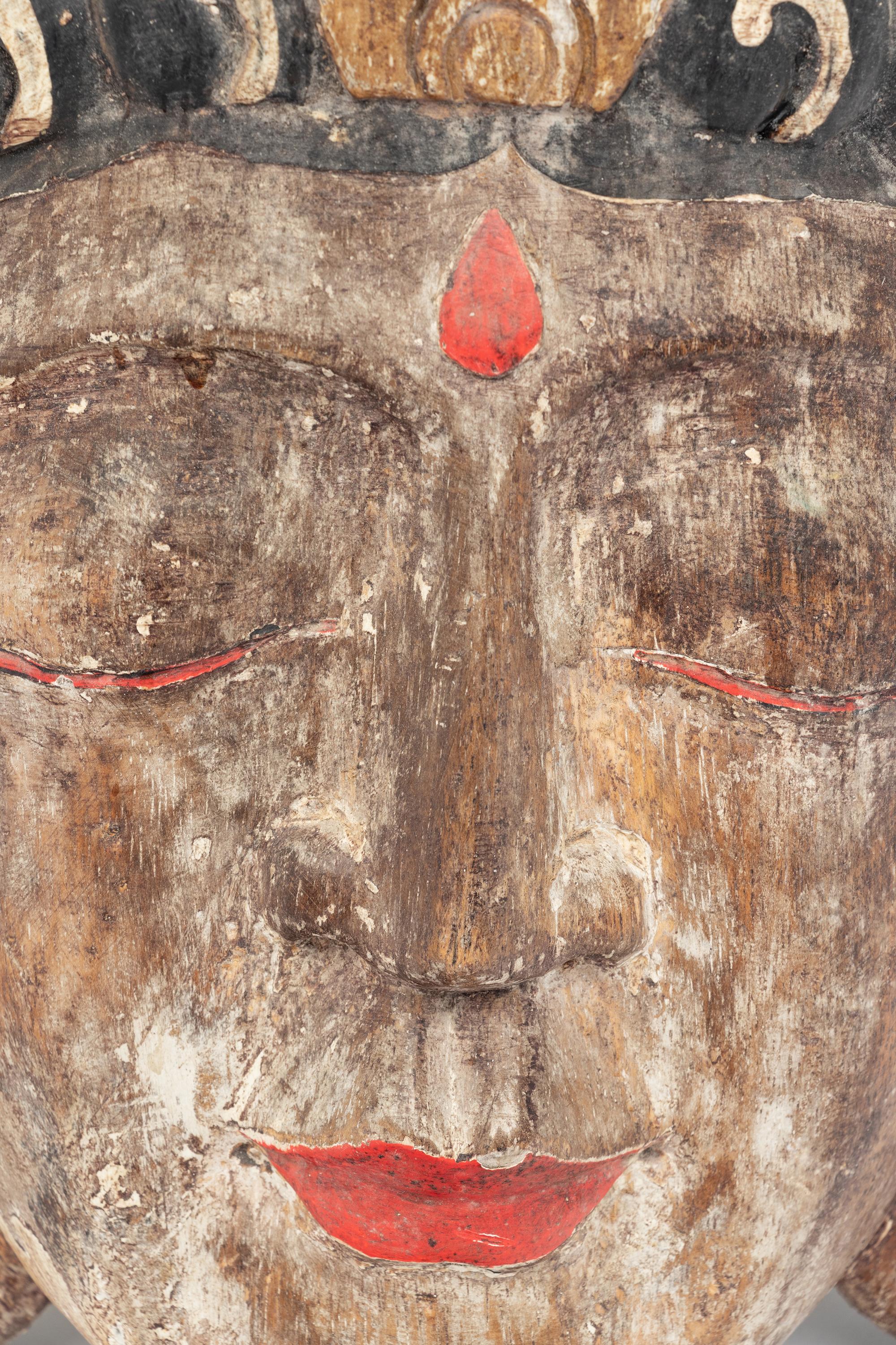 A Chinese Export Carved Wood Buddah Mask