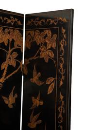 A Chinese Export Carved Lacquer Four-Panel Floor Screen