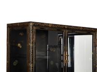 A Pair of Chinese Gilt Decorated Black Lacquer Vitrine Cabinets