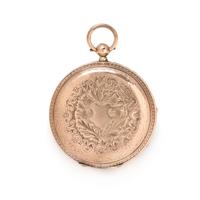 BRITISH, 9K PINK GOLD OPEN FACE POCKET WATCH