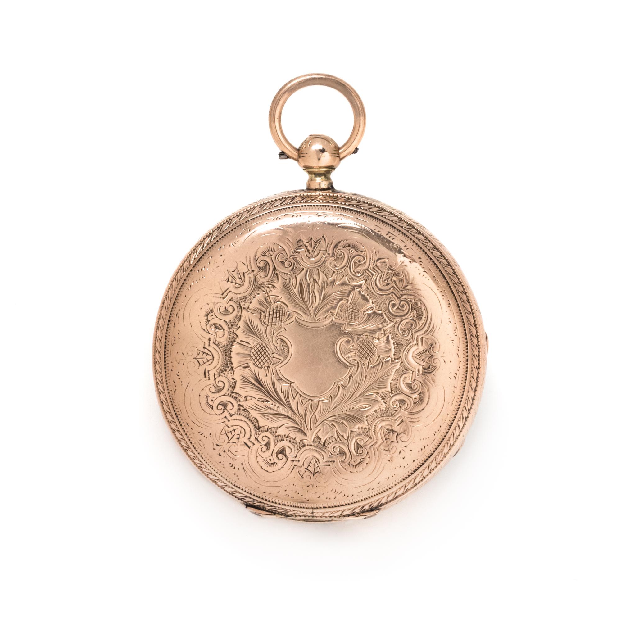 BRITISH, 9K PINK GOLD OPEN FACE POCKET WATCH