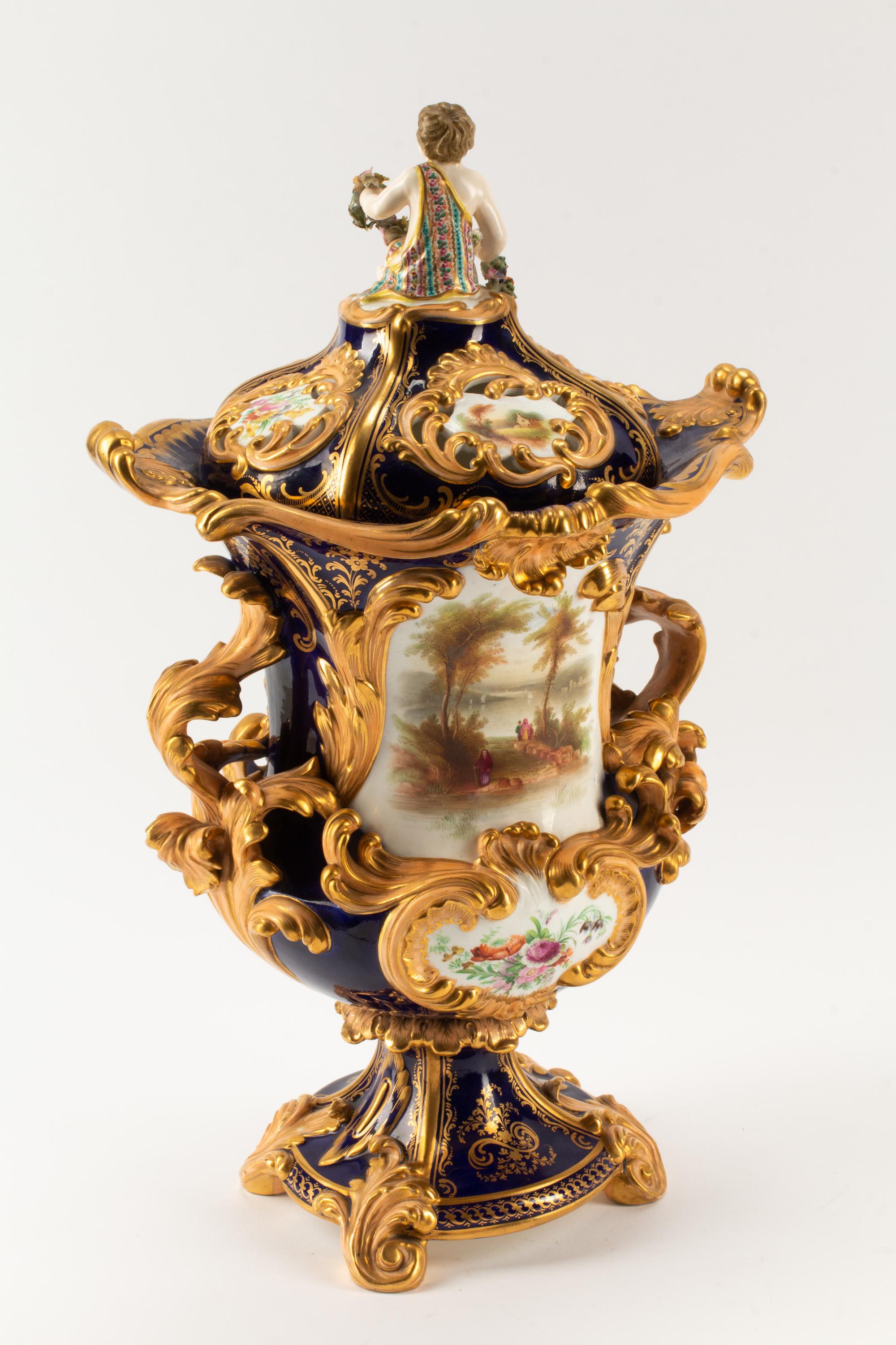 A Minton Porcelain Vase and Cover