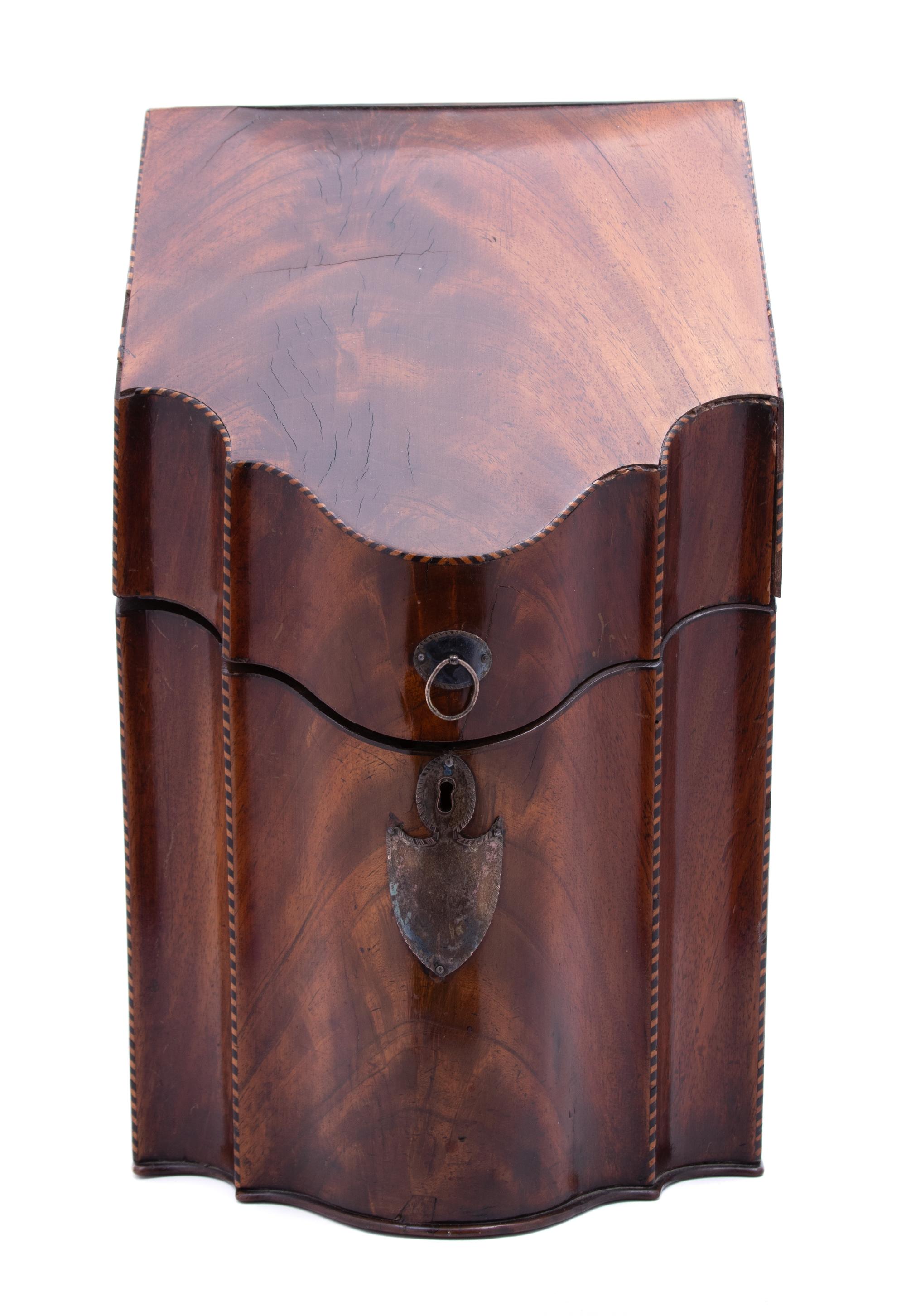 A George III Serpentine-Fronted Mahogany Knife Box