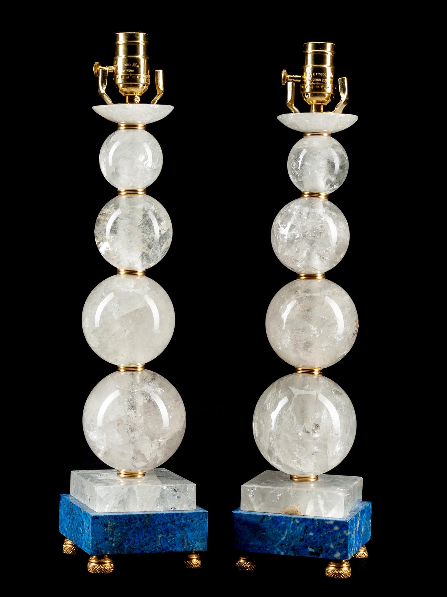 A Pair of Rock Crystal Table Lamps