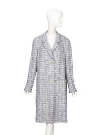 Chanel, Grey Fantasy Tweed Double Breasted Coat