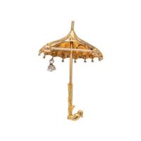 TISHMAN & LIPP, WHIMISCAL DIAMOND AND YELLOW GOLD UMBRELLA BROOCH