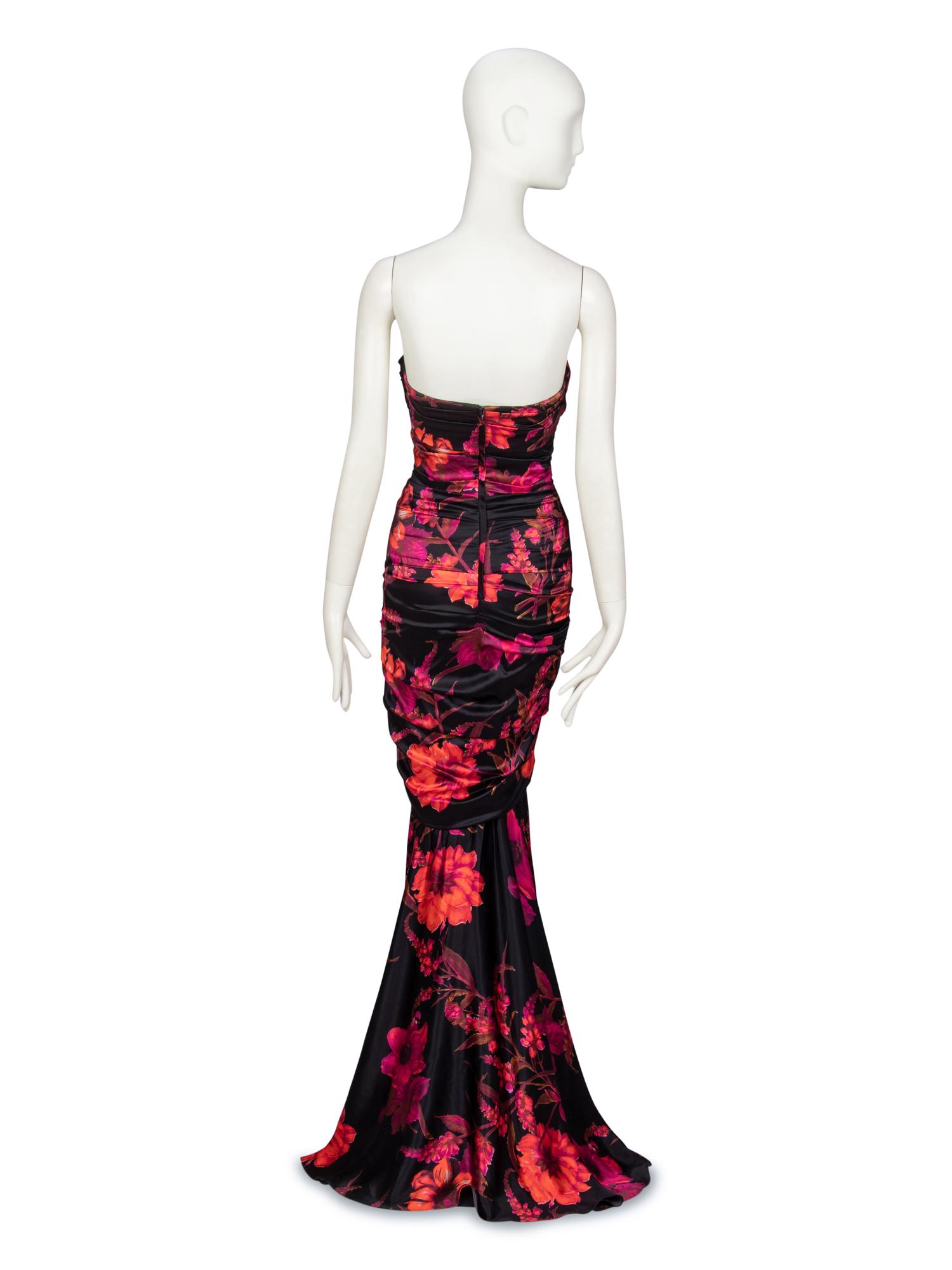 DOLCE & GABBANA, DRAPED FLORAL PRINT GOWN