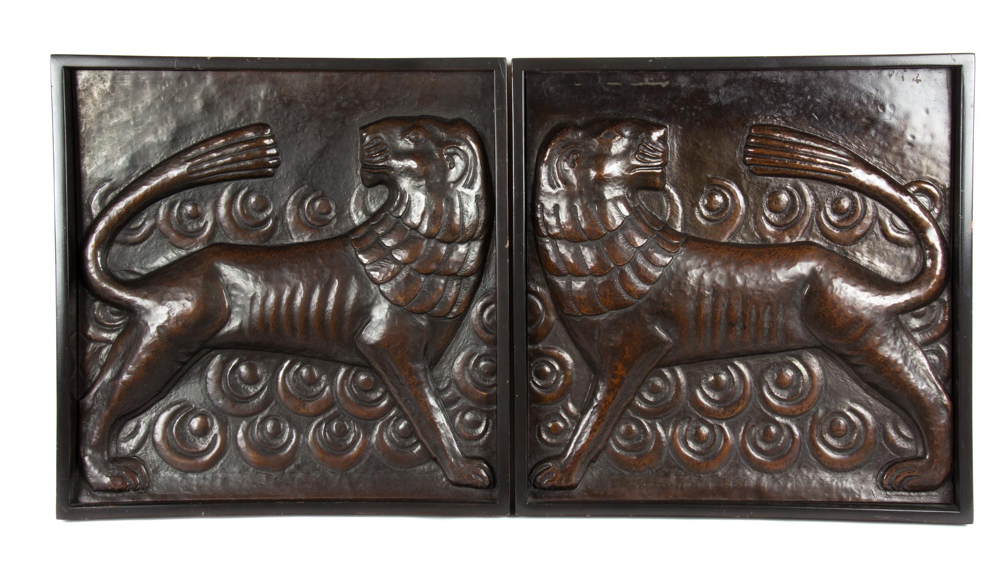 A Pair of Hammered Bronze Panels 10 1/2 x 16 inches. — 20TH CENTURY