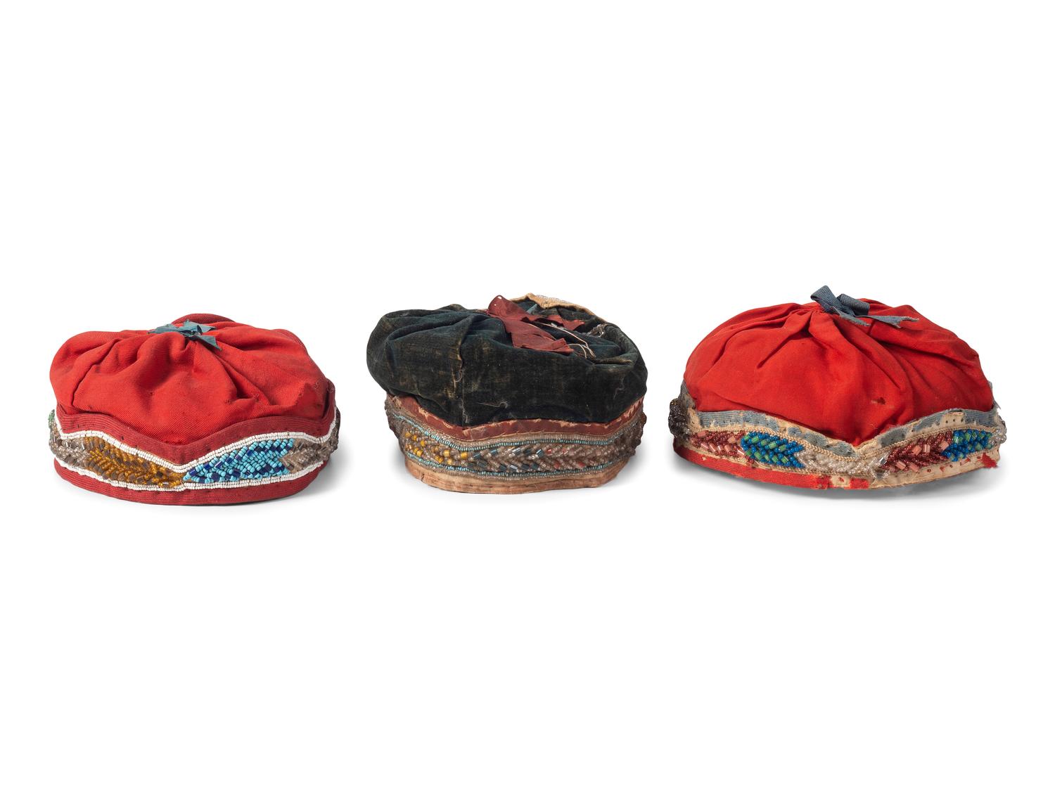 Anishinaabe and Tuscarora Beaded Cotton Caps