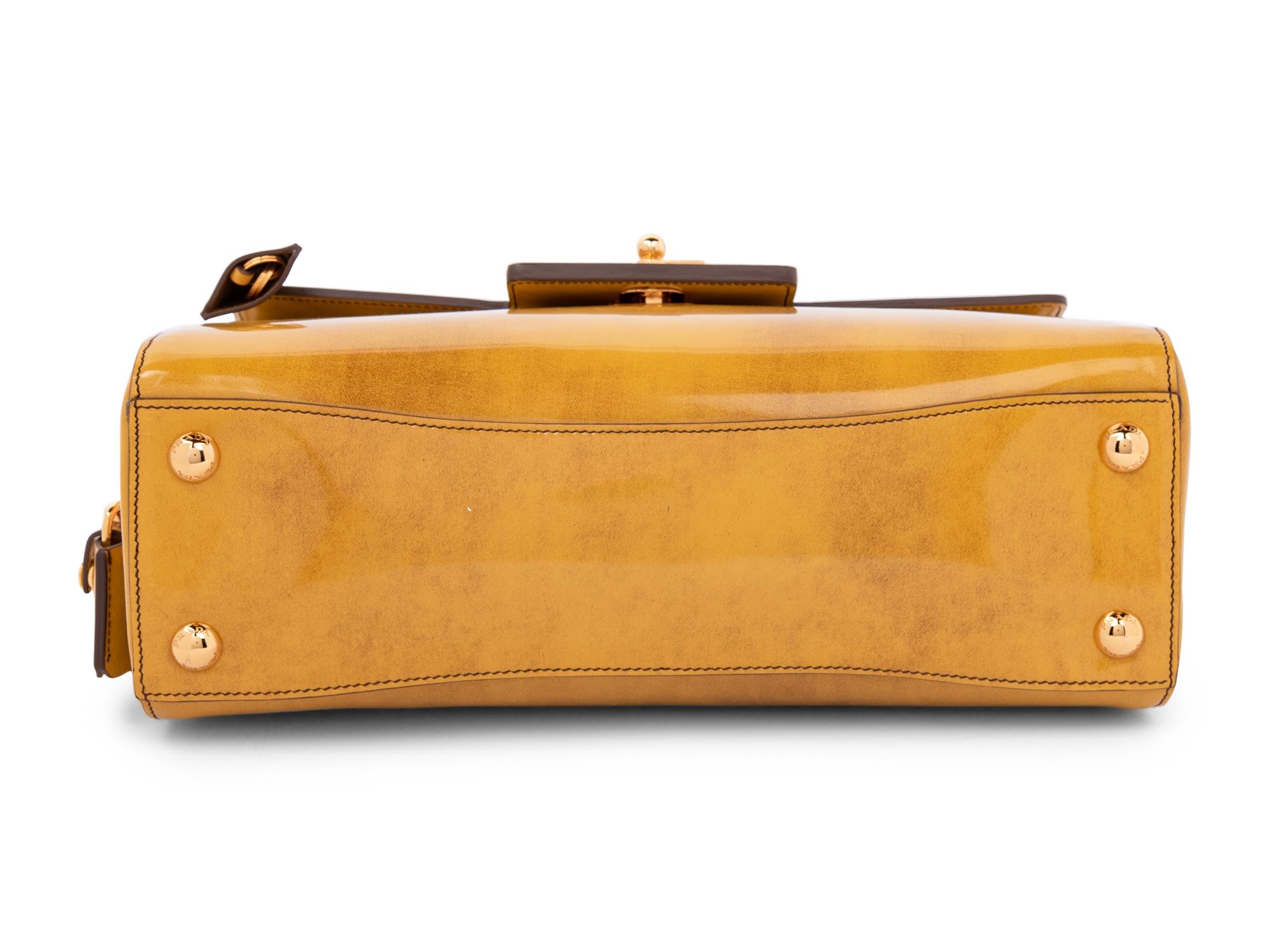 Prada Yellow Patent Leather Flap Bag, 2000s