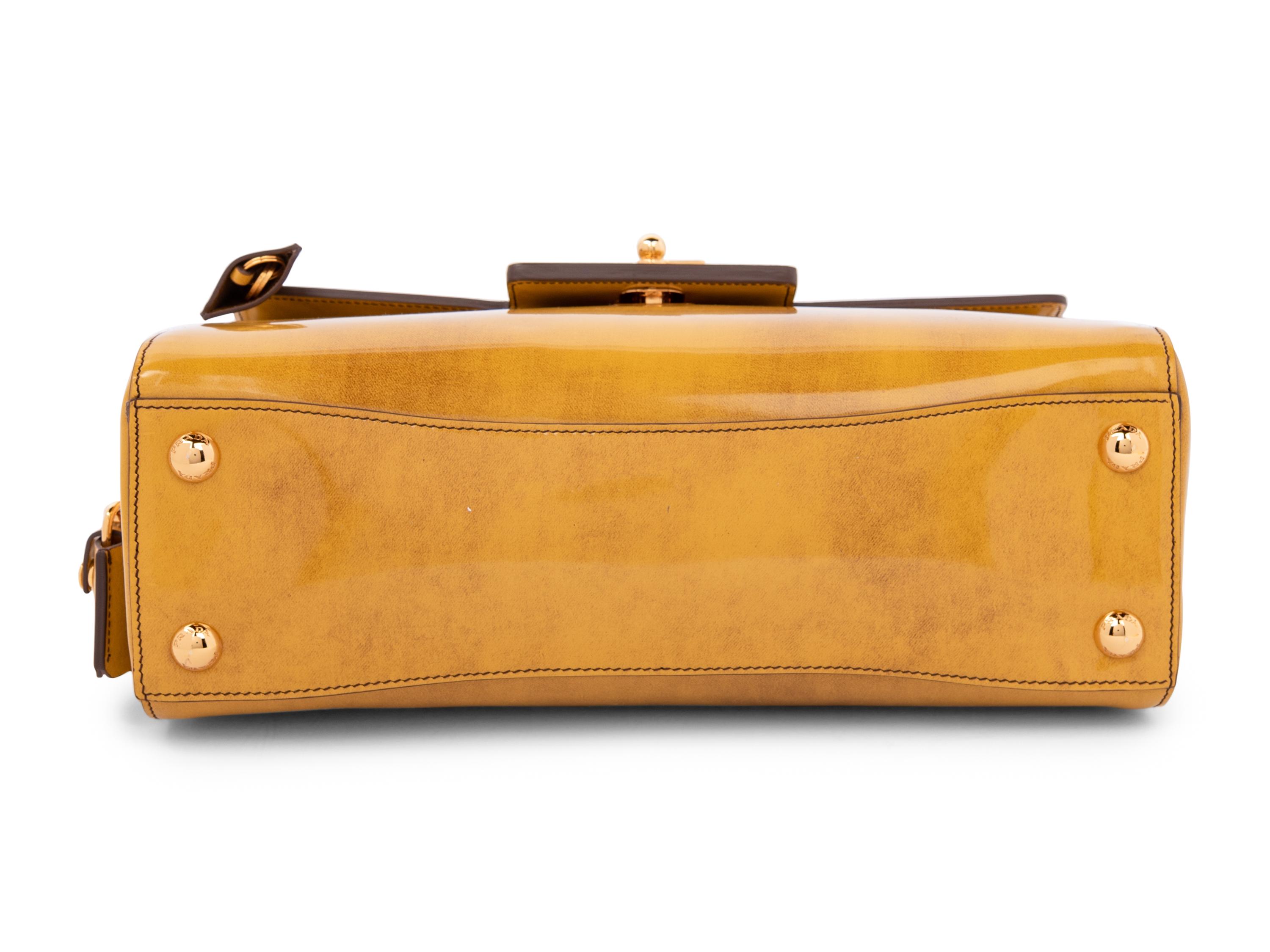 Prada Yellow Patent Leather Flap Bag, 2000s