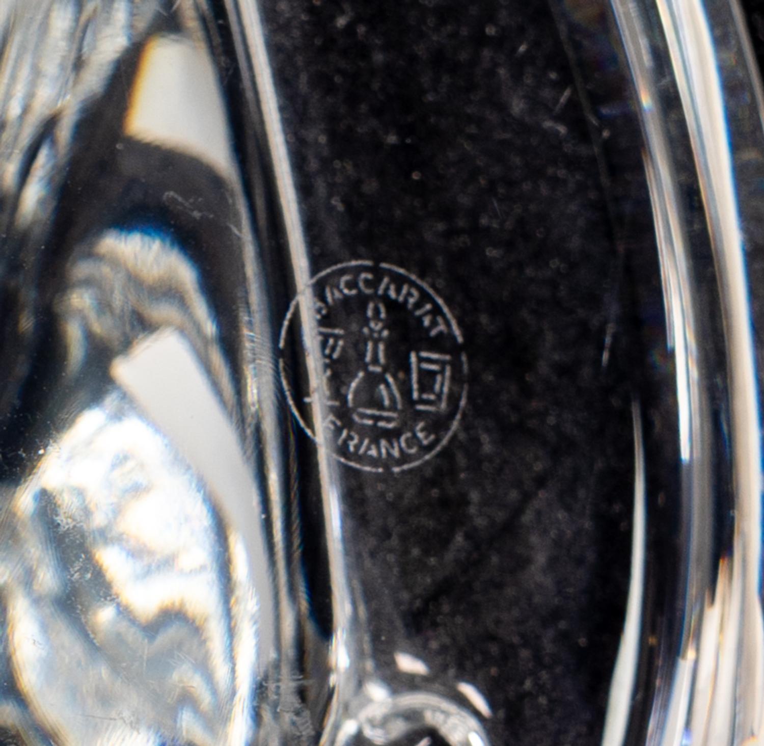A Baccarat Figure of a Female Golfer, a Spaulding Baccarat Golf Ball, a Steuben Toothpick Holder and a Steuben Owl