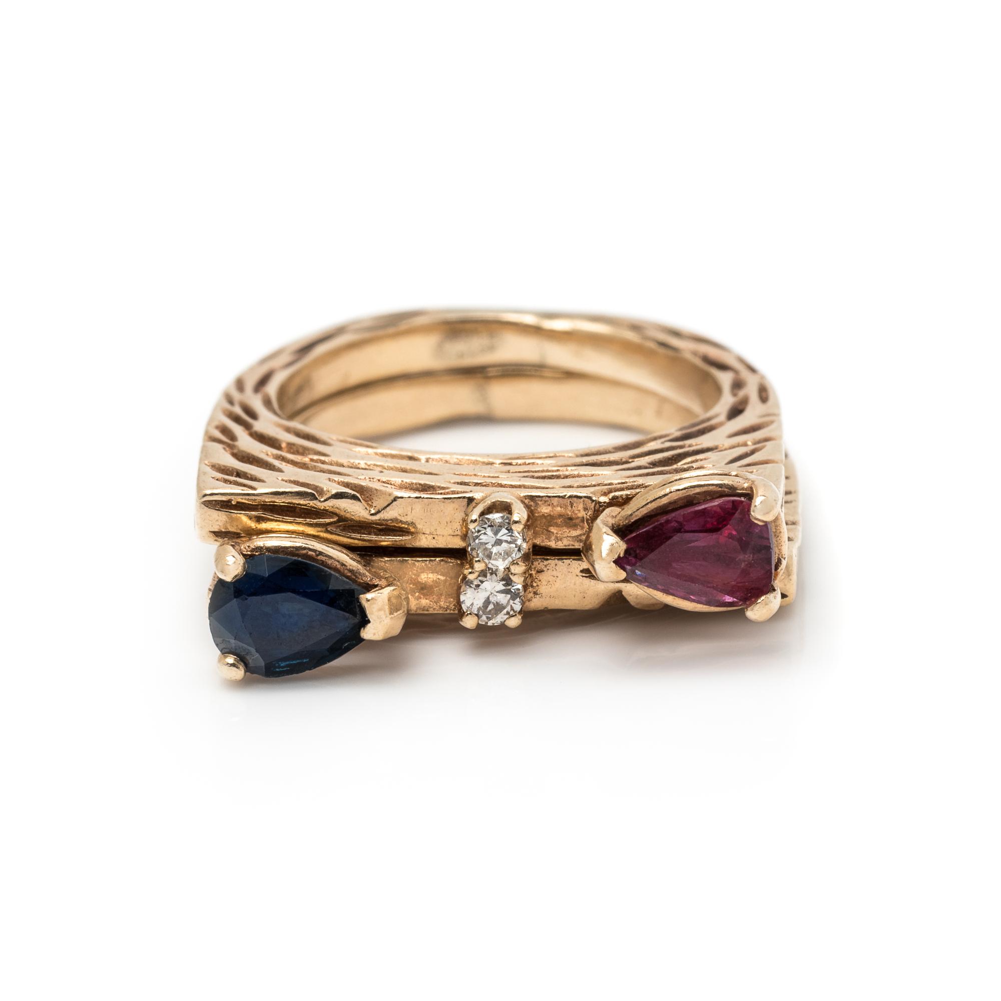 GEMSTONE AND DIAMOND RING SET